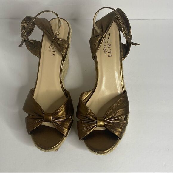 Talbots | Wedge Gold Sandals - Picture 1 of 7